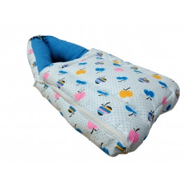 Baby Bed, Sleeping Bag Cotton Baby Bedding - Polka print (Blue)