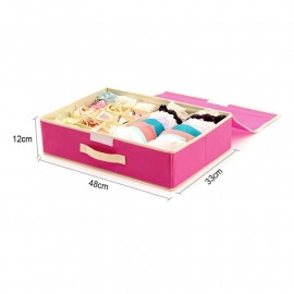 Innerwear Organizer Multi Compartment Cell Foldable Storage Box - Pink