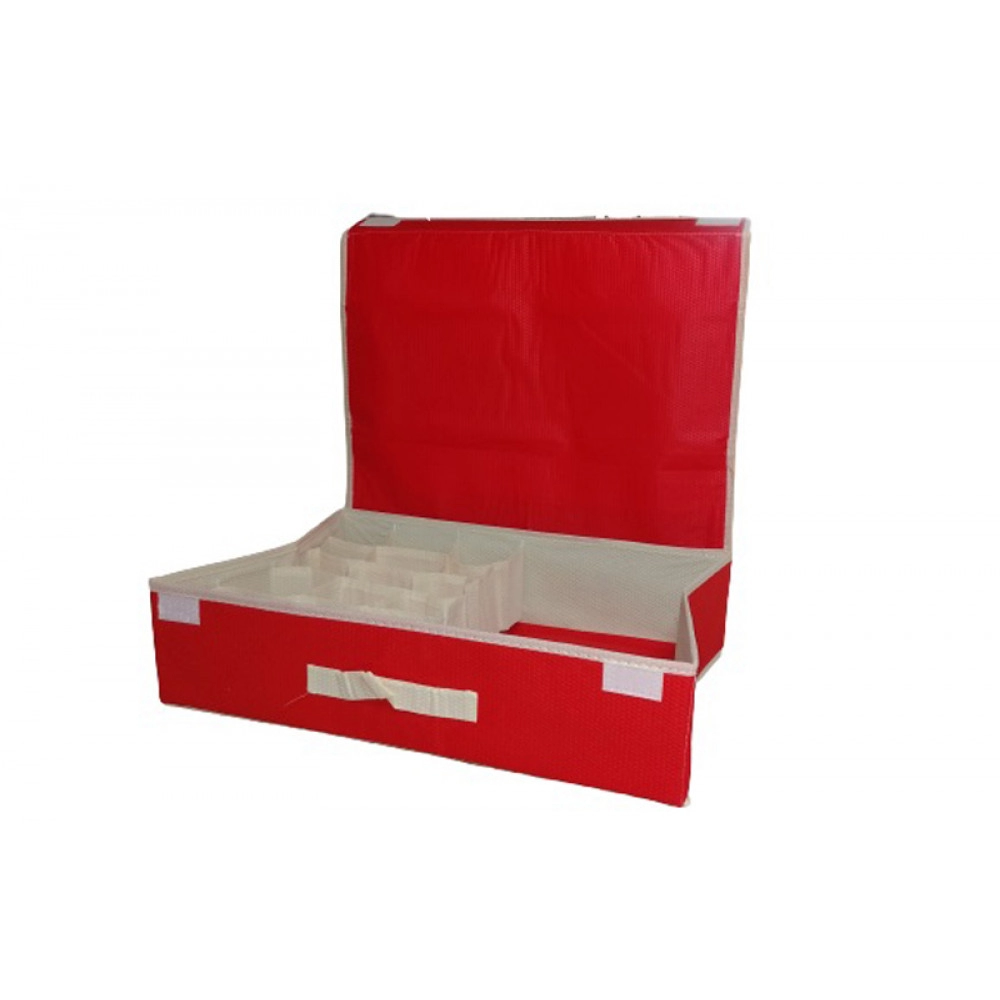 Innerwear Organizer Multi Compartment Cell Foldable Storage Box - Red