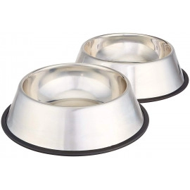 Anti Skid Stainless Steel Dog Bowls - Silver