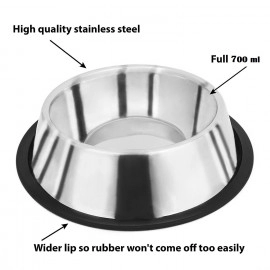 Anti Skid Stainless Steel Dog Bowls - Silver