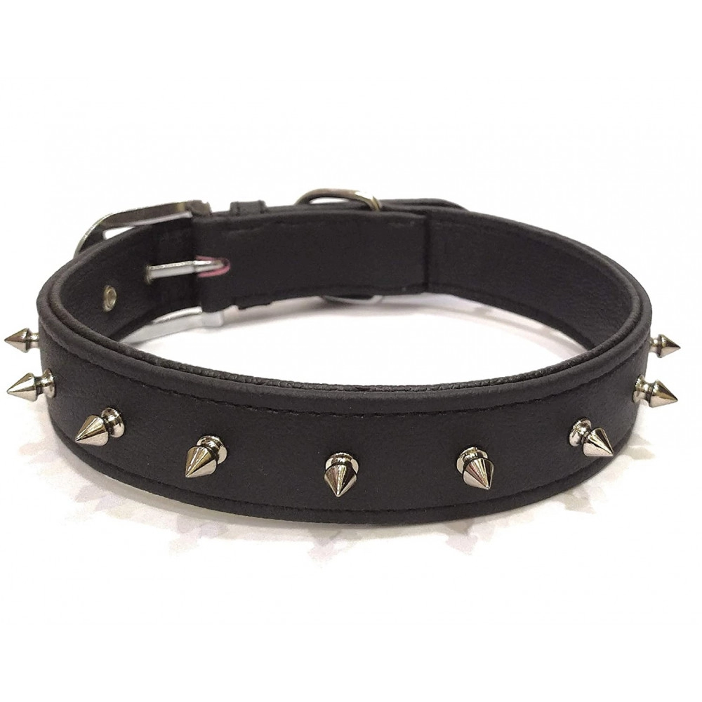 Spike Leather Dog Collar - Black