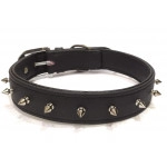 Spike Leather Dog Collar - Black
