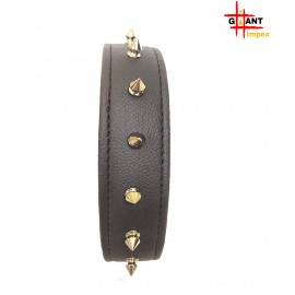 Spike Leather Dog Collar - Black