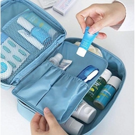 Travel Cosmetic Makeup Toiletry Bag - Light blue